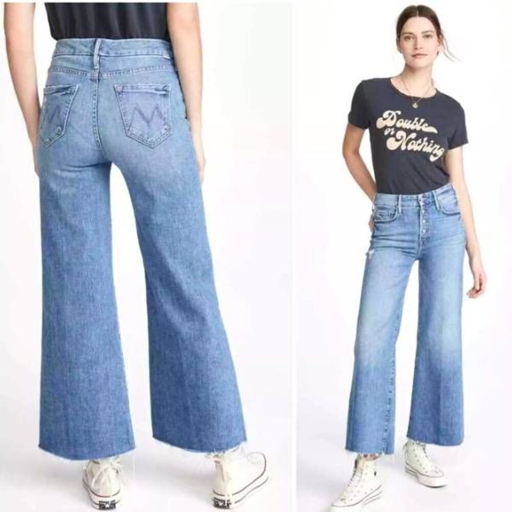MOTHER Denim The Pixie Roller Ankle Fray High Rise Let's Kick It Jeans Size 30
